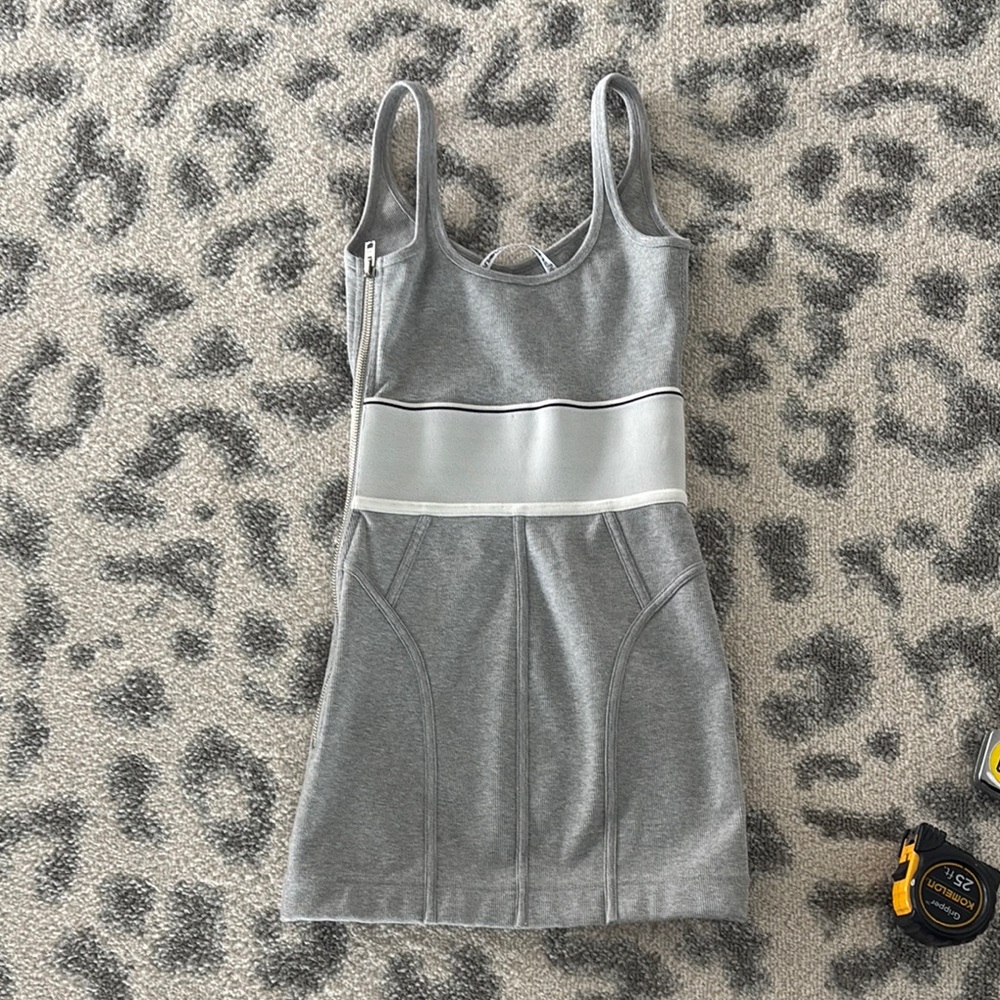 Alexander Wang sz XS Gray Ribbed Tank Dress with Logo Band - Picture 6 of 7